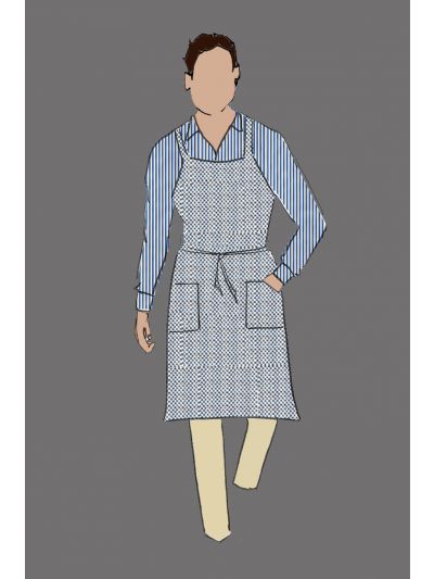 208142 - Uniform Apron Blue/White Nailhead Full Apron