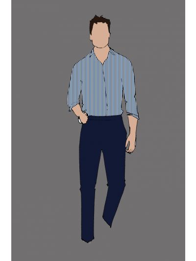 Uniform Shirt Male Blue/White Stripe (The Regency PM Server, Busser, Bartender)