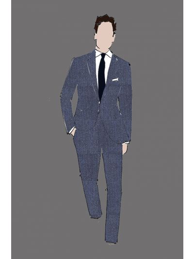 182204 - Uniform Jacket Male Herringbone Navy (Banquet)