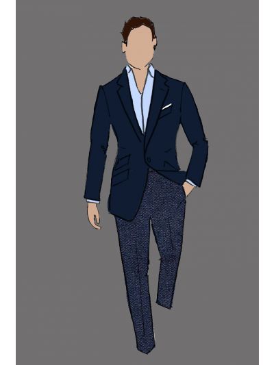 182153 - Uniform Jacket Male Blazer Hopsack Navy (3 Meal)